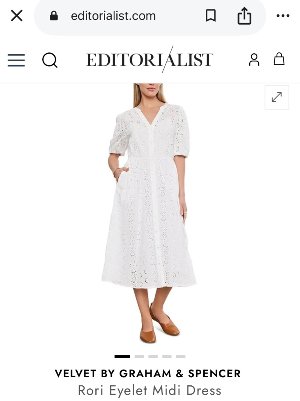 Velvet by Graham & Spencer White Eyelet Midi Shirtdress - Size Medium
